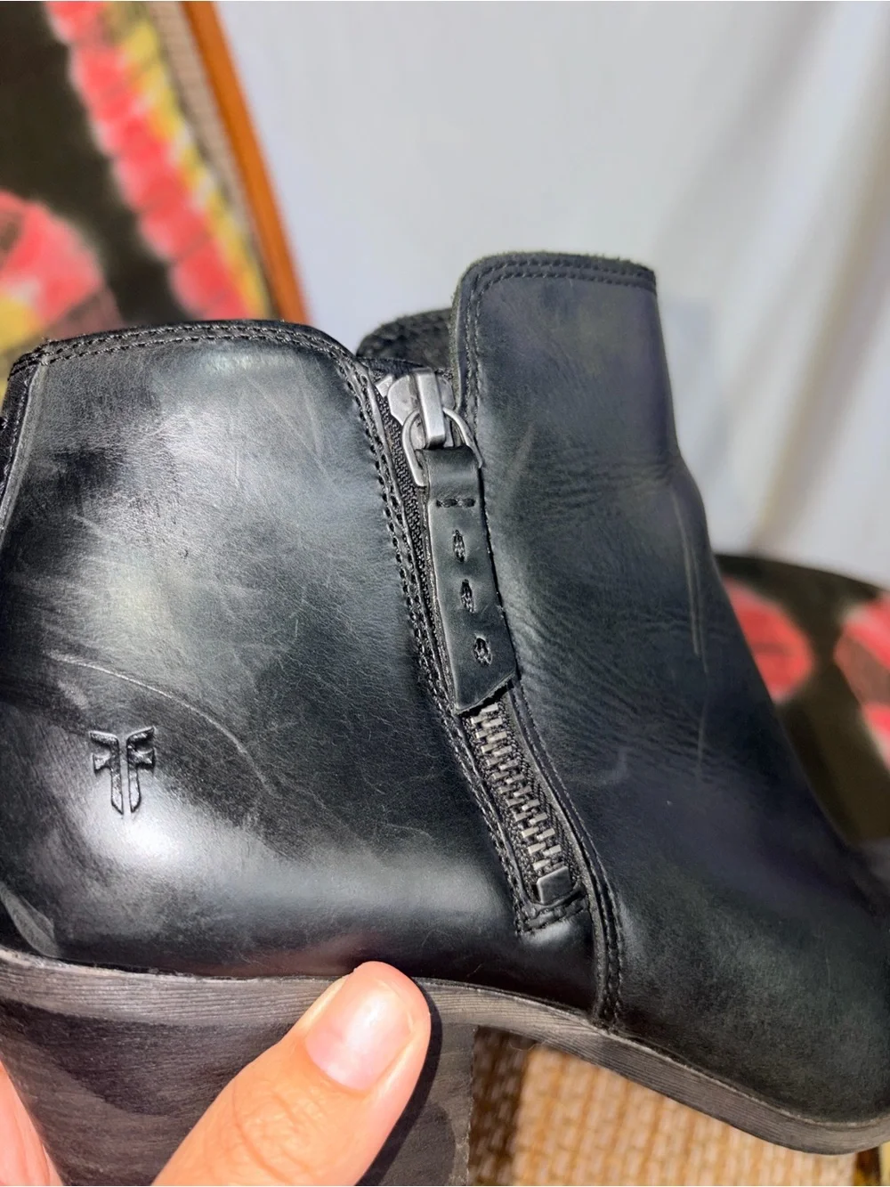 Black Leather Ankle Boots with Side Zip
